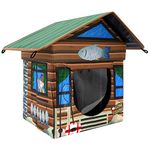 Kitty City Outdoor Cabin Cat House,Cat Cube, Water Resistant Condo, Brown (CM-10081-CS01)