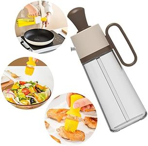 FOREVERIE Clear Glass Olive Oil Dispenser Bottle with Silicone Brush, Pour Spray Brush 3 in 1 Functions, 550ml Vinegar and Oil Bottle Pourer for Kitchen Cooking, Baking, Frying, Grilling & BBQ, Brown