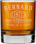 Personalized Etched 11oz Whiskey Glass - Custom Engraved Bourbon Gifts for Men Him - Customized Gifts for Boyfriend Husband - Customizable Groomsmen - Dad Birthday - Cocktail Rocks Glass, Bernard