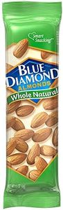 Blue Diamond Almonds, Whole Natural Flavored Snack Nuts, Single Serve Bags (1.5 Oz. Tubes, Pack of 12)