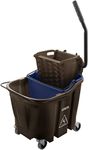 OmniFit™ 35 QT Mop Bucket Combo: Side Press Wringer & Soiled Water Insert - Brown