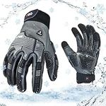 Vgo -20℃/-4°F Winter Mechanic Gloves, Cold Weather Waterproof Heavy Duty Work Gloves,Cold Storage,Impact & Vibration Reduction(1 Pair,XL,Gray,CA7722FLWP)