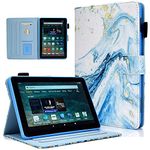 DTangLsm Case for Kindle Fire HD 8 Tablet & Fire HD 8 Plus (12th Generation/10th Generation, 2022/2020 Release) Slim Leather Cover Stand with Auto Wake/Sleep Fit 8" Amazon Fire HD 8 Case, Blue Marble