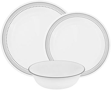 Corelle Vitrelle Service de Table en Verre Lot de 12 Pièces Incassables Incassables Incassables Verre Gris 27.94 x 12.38 x 26.67 cm