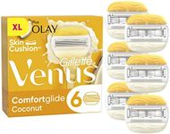 Gillette Venus ComfortGlide Coconut with Olay Razor Blades Women, Pack of 6 2-In-1 Razor Blade Refills with Moisture Bars (Packaging May Vary)
