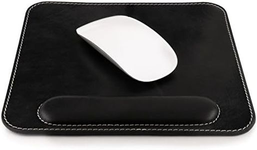 Londo Tappetino Mouse in Vera Pelle con Poggiapolso, Tappetini da scrivania, Mousepad
