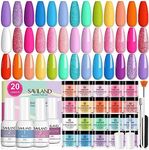 Saviland 29Pcs Dip Powder Nail Kit Starter- 20 Colors Dip Powder Kit, Dip Nails All Season Dip Nails Powder Starter Kit & 15ml Liquid Set with Base Top Coat Activator Brush Saver for Nail Beginners and Professionals, Spring for Ladies