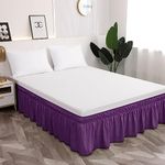 Toodou Twin Bed Skirt 16 Inch Drop Dust Ruffle Only, Three Microfiber Fabric Sides Wrap Around with Elastic, Easy to Install, Cover Up The Twin/Twin XL Size Bed, Purple