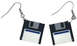 Chatelet Floppy Disk Replica Earrings Set | 90s Party Costume Essentials | Set of Two Floppy Disk Earrings | Made in USA (Floppy Disk)