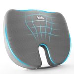 Frido Tailbone Pain Relief Cushion, (High Density & Durable) Memory Foam Seat Cushion for Extra Support for Long Sitting, Non-Slip Orthopedic Chair Cushion for Pressure Relief, Upto 100 kg, Grey