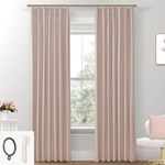 SHINELAND Blush Pink Curtains for Nursery Girl,Blackout Dusty Pink Linen Boho Pastel Cute Curtains for Bedroom Aesthetic Open Closet Without Door,2 Panel Set 96 Inches Long
