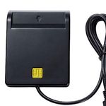 USB Smart Card Reader Id Device Connector Authenticator ID Card Smart Card Reader(Black)