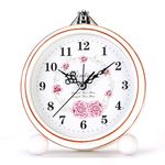 Maxspace Vintage Alarm Clock, 5.25" Silent Non-Ticking Retro Analog Clock, Battery Operated Small Desk Clock for Bedroom/Living Room/Office/Shelf Decor (Rose)