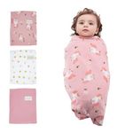 3 Pack Baby Swaddle Blanket, 90×90cm Soft Knitted Cotton Receiving Blankets, Swaddle Wrap for Newborns Infants Babies (Pink+Pony+Dot)