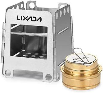 Lixada Camping Stove Stainless Steel Folding Wood Stove with Alcohol Burner Pocket Stove for Outdoor Camping Cooking Picnic