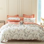 Queen Duvet Cover Set Floral, 100% Brushed Microfiber 3 Pieces Queen Floral Bedding Sets, Blue Floral Garden Style Floral Pattern Queen Duvet Set Floral Print with Zipper Closure (Floral, Queen)