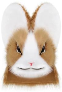 hbbhml Plush Rabbit Mask Animal Bunny Faux Fur Full Head Cosplay Costume Props for Easter Halloween Party