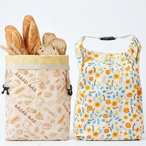 2 Pack Reusable Beeswax Bread Bags with Zipper for Homemade Bread, 17x13 Inch, XL Beeswax Bread Storage Linen Bag with Hand Strap, Easy to Clean, for Bread Storage Keep Sourdough Fresh, Freezer-Safe
