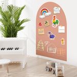 Warasee Magnetic Wall Decal Arch, 31" x 39" Magnetic Chalk Board Sticker for Kids, Playroom, Home (Milk Tea)