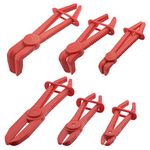 Swpeet 6Pcs Red Straight and 90° Angled Line Clamps Flexible Hose Clamps Pliers Kit, Hose Pinch Off Pliers Set Line Clamps for Brake Hoses, Fuel Hoses, Coolant Hoses, Most Flexible 5.9" 7.3" 10"