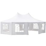 Outsunny 29.2ft High Peak Decagon Event Party Tent, Large Outdoor Canopy Tent Shelter with 10 Removable Walls, White Tents for Parties, Wedding, Events, BBQ Grill