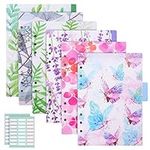 Discbound Tab Dividers, 2 Set 12Pcs A5 Binder Index Dividers, PVC Insertable Binder Index Page, Plastic Index Tab Binder Dividers for 6 Rings Notebooks Travel Diary Journal Planner (Floral Themes)