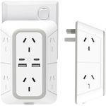 NEWSEE 6 AC Outlet Extender 3-Sided Power Strip 2400W/10A Surge Protector with 4 USB Charging Ports (15W USB-A x2 + PD20W USB-C x2), Multi AU Plug Spaced Outlets Wall Adapter for Home, Office, Travel