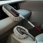 Porslin 2 Pcs Set Microfiber Car Duster Kit Interior & Exterior Car Cleaning Detailing Brush Scratch & Lint Free Car Cleaning Extendable Long Handle Duster for Car, SUV, Motorcycle