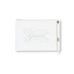 C.R. Gibson White and Silver Wedding Guest Book for 500 Guests, Pen Included 9.75'' W x 7'' H
