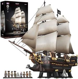 Wise Block Assassin's Creed Black Flag Jackdaw (Epic Warship Edition) Building Set - Collectible Pirate Ship Model Kit with 8 Minifigures & Display Base, Building Block Gift for Adults 18+, HA395107