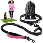 SparklyPets - Hands Free Dog Lead for Medium and Large Breeds - Professional Waist Leash for Walking, Hiking, Training, Jogging, Canicross, Running with Reflective Stitches (Pink, For 1 Dog)