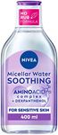NIVEA Micellar Water Soothing, Fragrance Free Eye Makeup Remover, Micellar Cleansing Water for Sensitive Skin, Gentle Skin Cleanser (400ml) (Pack of 5)