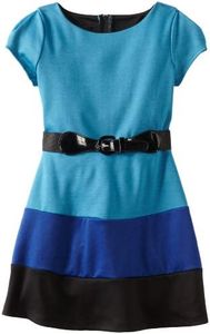 Amy Byer Big Girls' Ponte Colorblock Dress, Blue, 7