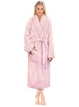 PAVILIA Premium Womens Plush Soft Robe Fluffy, Warm, Fleece Sherpa Shaggy Bathrobe, Light Pink, Small-Medium