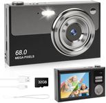 Digital Camera 4K - 48MP UHD Autofocus with 2.83" LCD Screen, 18X Digital Zoom Anti-Shake Photography Vlogging Compact Camera with 32gb SD Card for Kids Students Beginners Teens (Black+Grey)