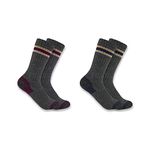 Carhartt Women's Midweight Camp Boot Sock 2 Pack, Assorted 1 Grey, Large