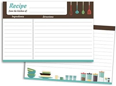 Home Advantage 50 Modern Kitchen Recipe Cards, 4x6 Double Sided Cards