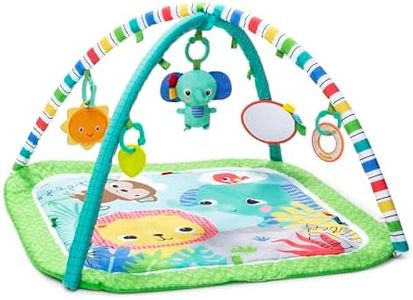 Bright Starts Wild Wiggles Baby Activity Gym & Play Mat with FoldingToy bar, Newborn and up - Green, 18.5” x 29.1” x 29.1”