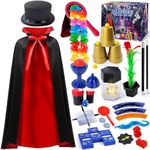 Heyzeibo Magic Kit, Magic Set with Instructions for Each Trick for Kids Ages 6 7 8 9 10 11 12, Magician Costume for Pretend Play, Boys & Girls