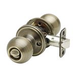 Copper Creek BK2030AB Ball Door Knob, Privacy Function, 1 Pack, in Antique Brass