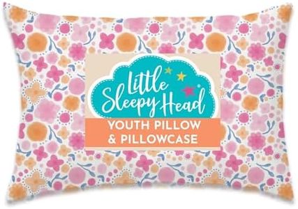 Little Sleepy Head Youth Pillow with Pillowcase 16x22, Soft Jumbo Toddler Pillow, Kids Pillow & Hypoallergenic Pillow Case - Best Kids Pillows for Sleeping, Perfect Kids Travel Pillow (Whimsy Garden)