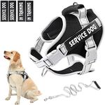 HUSDOW Service Dog Vest Harness, No Pull in Trainning Dog Harnesses with Handle & 5ft Dog Leash, Adjustable and Reflective No Chock for Small Medum Large Pets Walking and Running(Black, L)