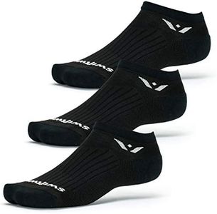 Swiftwick - PERFORMANCE ZERO (3 Pairs) Running Socks, Golf Socks, Durable, Cushioned No-Show Socks (Black, Large)