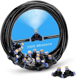 H&G lifestyles Patio Mister, Outddor Misters for Outside Patio,Water Misters for Cooling,75FT Misting System for Green House,25 Brass Mister Nozzles,Fits 3/4" GHT Garden Hose,for Backyard Trampoline