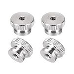 sourcing map Knurled Thumb Nuts, 4Pcs M3x0.5mm 304 Stainless Steel Round Knobs Fasteners for 3D Printer Parts, Silver Tone