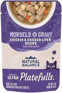 Natural Balance Original Ultra Platefulls Indoor Adult Grain Free Wet Cat Food, Chicken & Chicken Liver Recipe, 3 Ounce Pouch (Pack of 24), Packaging May Vary