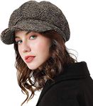 Womens Newsboy Cap, Hat with Visor Cabbie Fiddler Spring Summer Octagonal Paperboy Hat Girls Gift, Coffee Plaid, Medium