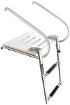 2-Step ABS Platform Dock Ladder Stainless with Telescoping 2 Handrails Universal Inboard Marine Boat Kayat Swim