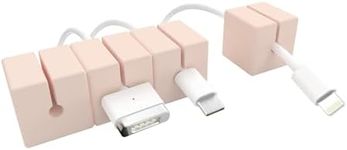 Function101 Cable Blocks - 4 Pack - Pink Color - Weighted and Magnetic Cord Holder/Cable Organizer - Flexible Silicone Blocks for Desk, Home, Office, Nightstand