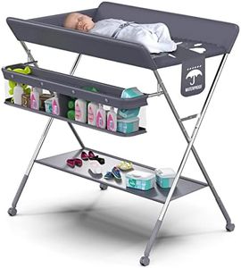 Babylicious Baby Portable Changing Table - Foldable Changing Table with Wheels - Portable Diaper Changing Station - Adjustable Height Baby Changing Table-Safety Belt and Large Storage Rack for Infants